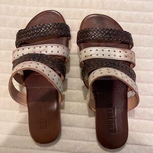 Bed Stu Dark Brown and Cream Sandals